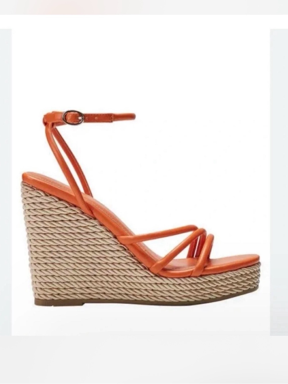 Marc Fisher Orange Strappy Wedge Sandals with Ankle Strap size 7 1/2